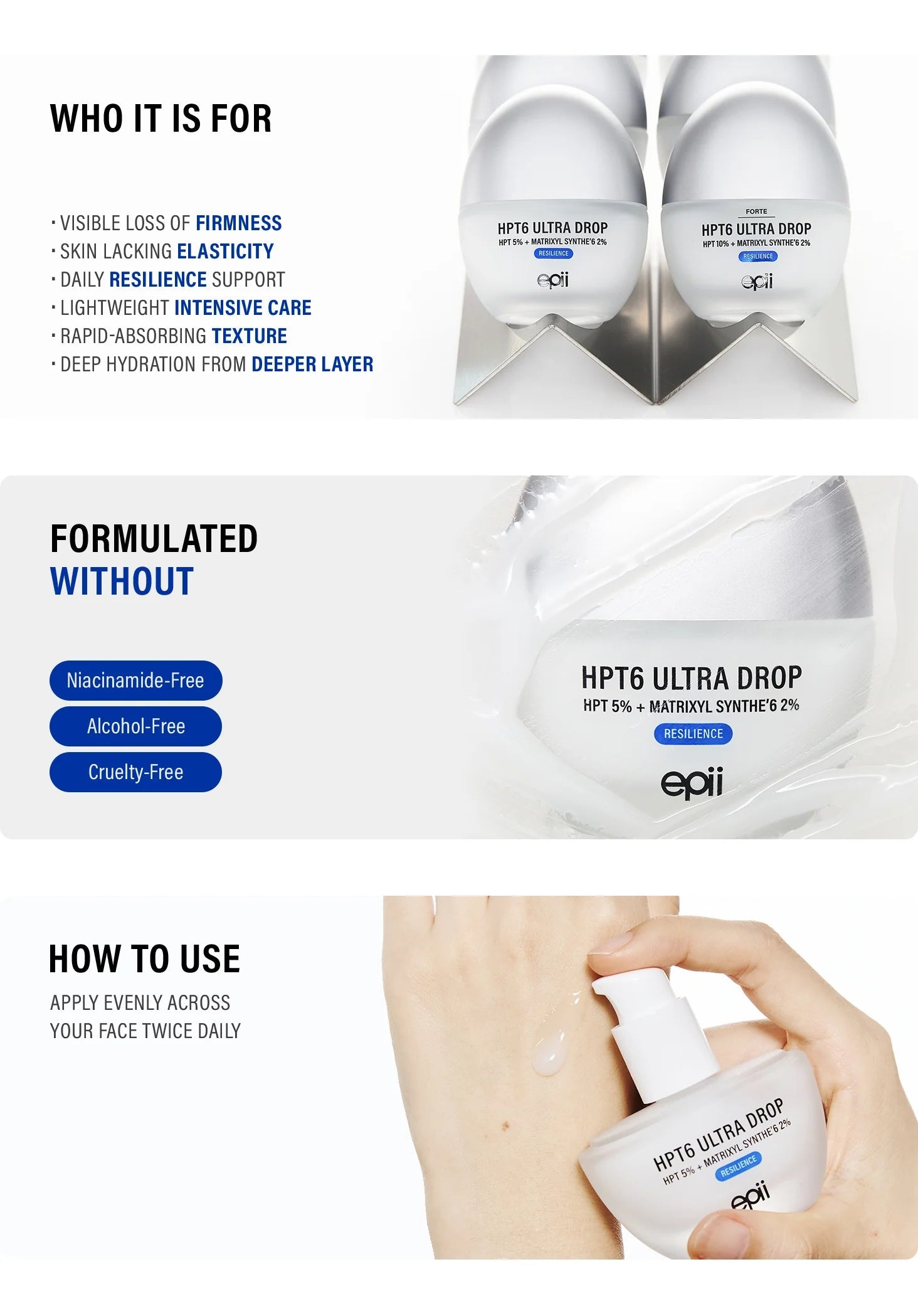 epii HPT6 Ultra Drop 5% – Daily Firming & Plumping Serum epii