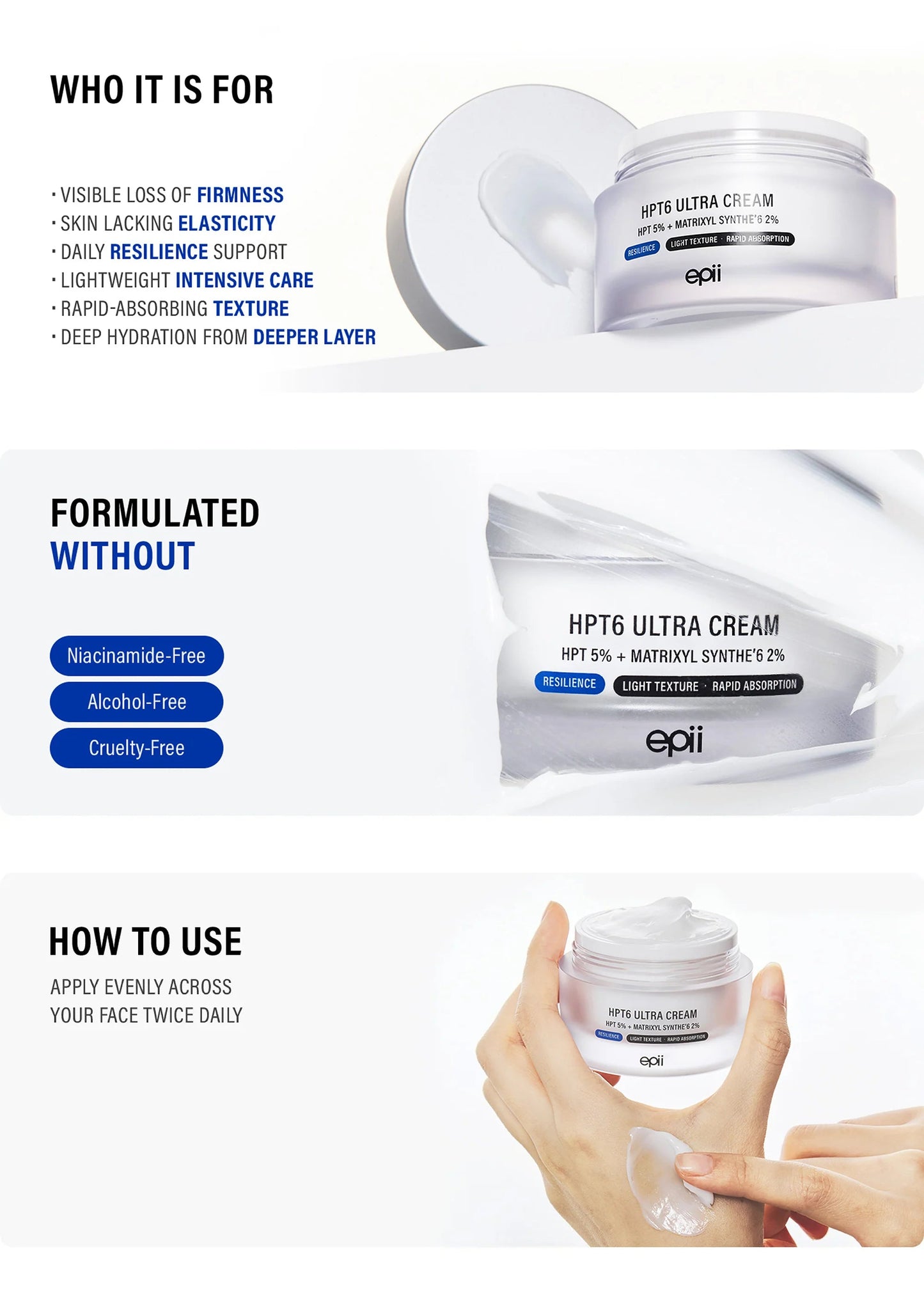 epii HPT6 Ultra Cream 5% – Daily Firming & Plumping Moisturiser epii