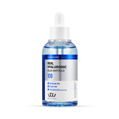 WELLAGE Real Hyaluronic Blue Ampoule 60ml – Korean Hydrating Ampoule for Plump, Dewy Skin My Seoul My Skin
