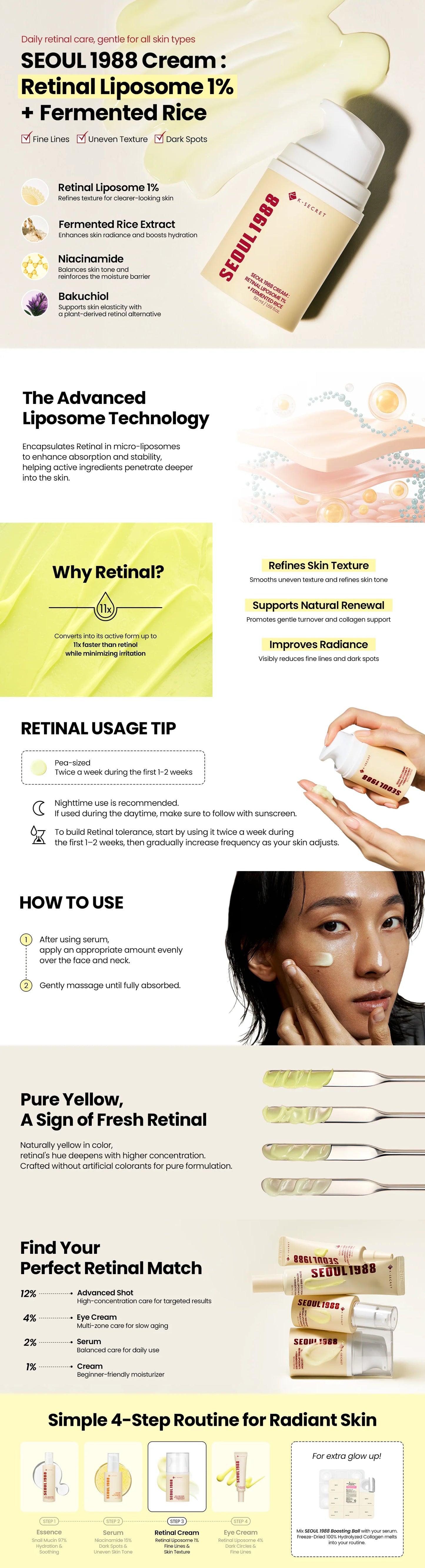 K-SECRET SEOUL 1988 Cream 50ml – Retinal Liposome 1% & Fermented Rice Anti-Ageing Cream