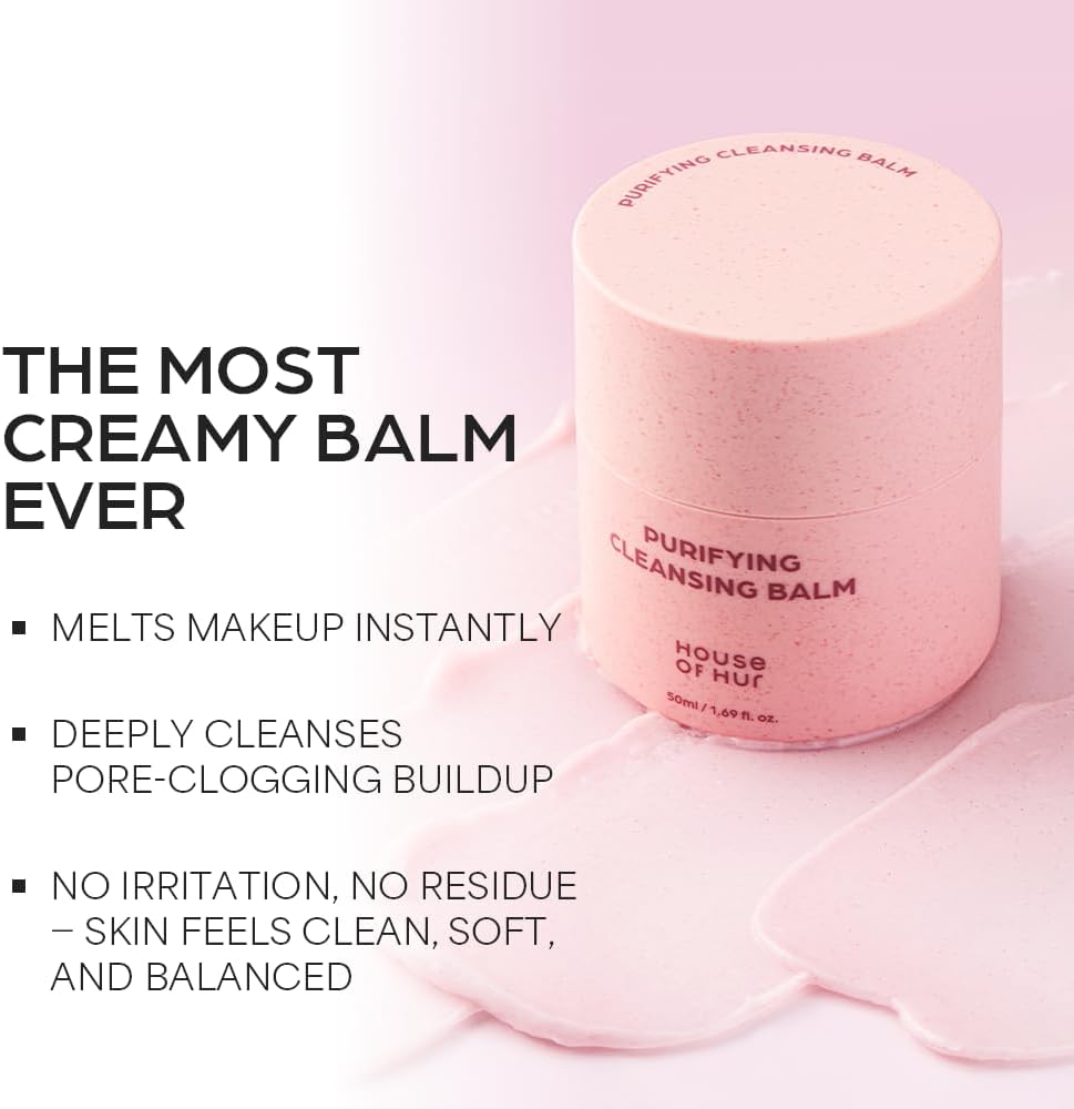 HOUSE OF HUR Purifying Cleansing Balm 50ml – Korean Makeup & SPF Remover for Double Cleansing HOUSE OF HUR