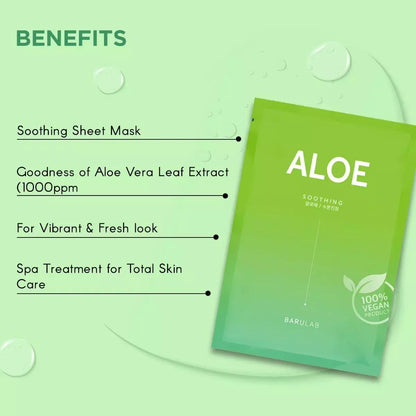 BARULAB The Clean Vegan Mask Aloe 23g – Korean Soothing Hydrating Sheet Mask