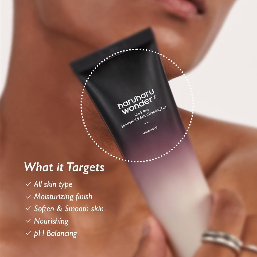 HARUHARU WONDER Black Rice Moisture 5.5 Soft Cleansing Gel 100ml – Korean Gentle Cleanser for Sensitive Skin HARUHARU