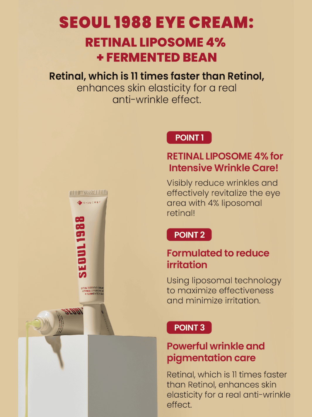 KSECRET SEOUL 1988 Eye Cream : Retinal Liposome 4% + Fermented Bean 30ml