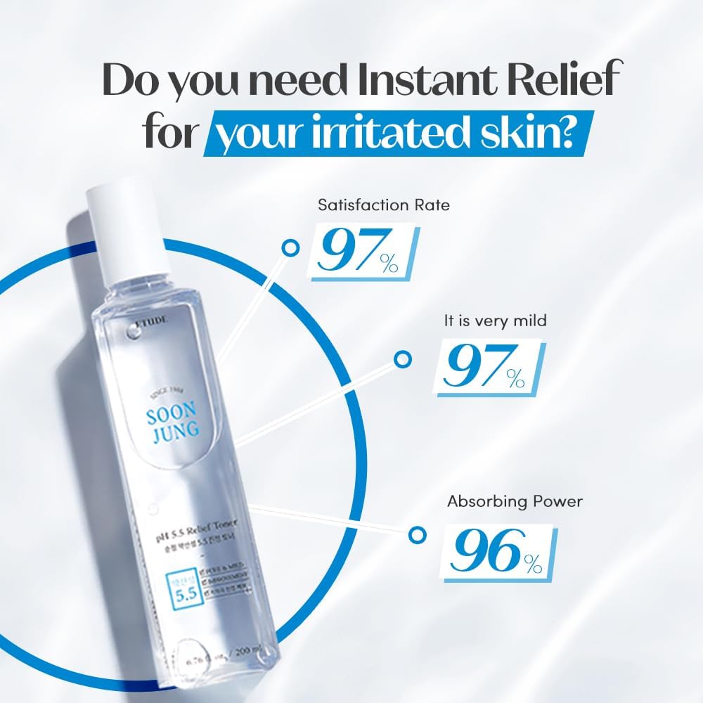 ETUDE SoonJung pH 5.5 Relief Toner 200ml – Korean Calming Toner for Sensitive Skin Etude