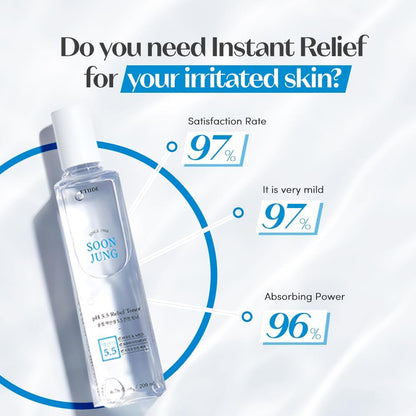 ETUDE SoonJung pH 5.5 Relief Toner 200ml – Korean Calming Toner for Sensitive Skin Etude
