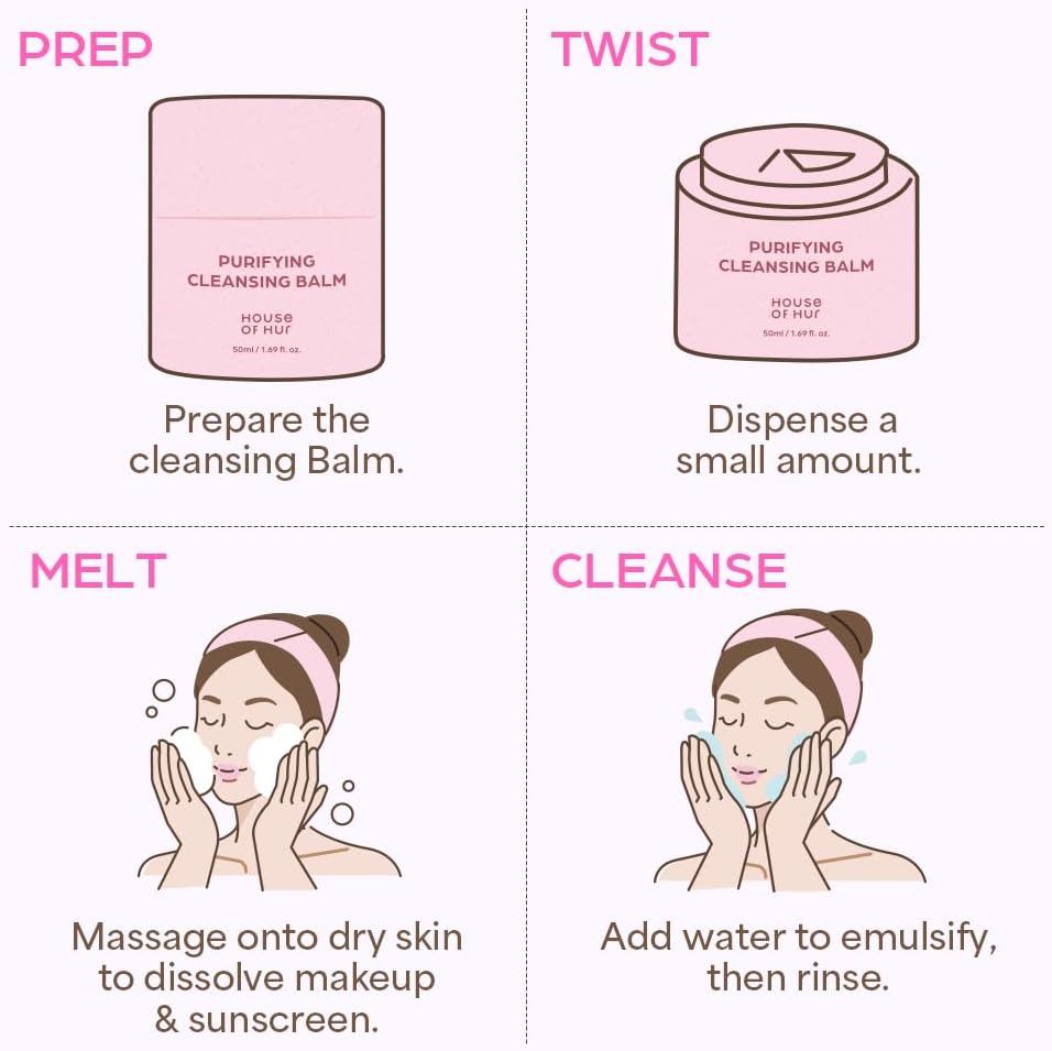 HOUSE OF HUR Purifying Cleansing Balm 50ml – Korean Makeup & SPF Remover for Double Cleansing HOUSE OF HUR