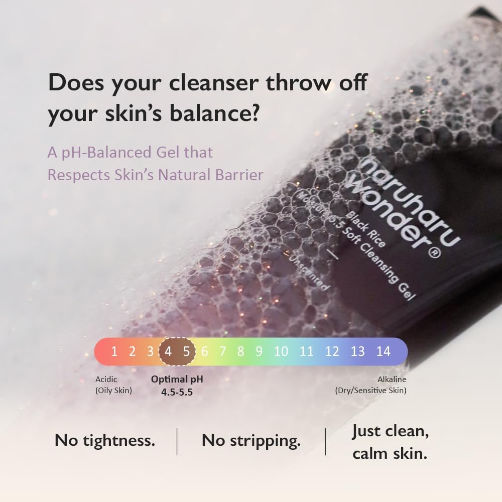 HARUHARU WONDER Black Rice Moisture 5.5 Soft Cleansing Gel 100ml – Korean Gentle Cleanser for Sensitive Skin HARUHARU