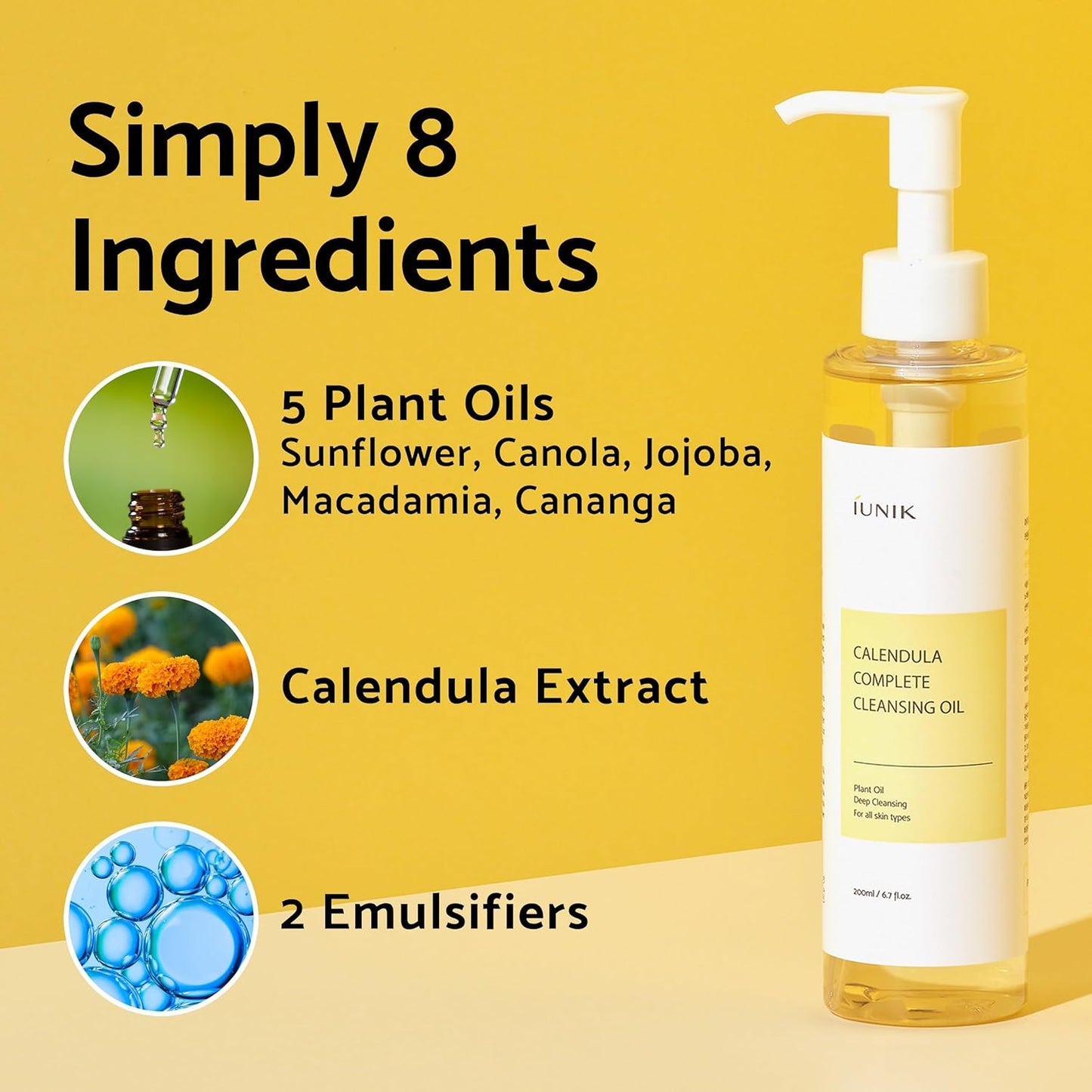 iUNIK Calendula Complete Cleansing Oil – 200ml IUNIK