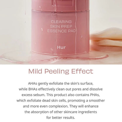 HOUSE OF HUR Clearing Skin Prep Essence Pad 70 Pads – Korean Exfoliating Toner Pads for Pores & Texture HOUSE OF HUR
