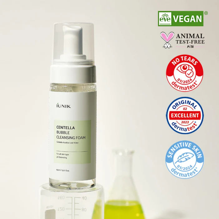 iUNIK Centella Bubble Cleansing Foam 150ml – Korean Gentle Cleanser for Sensitive Skin IUNIK