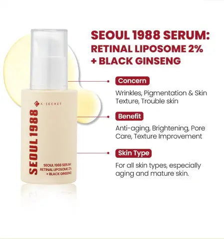 K-SECRET SEOUL 1988 Serum: Retinal Liposome 2% + Black Ginseng 30ml KSECRET