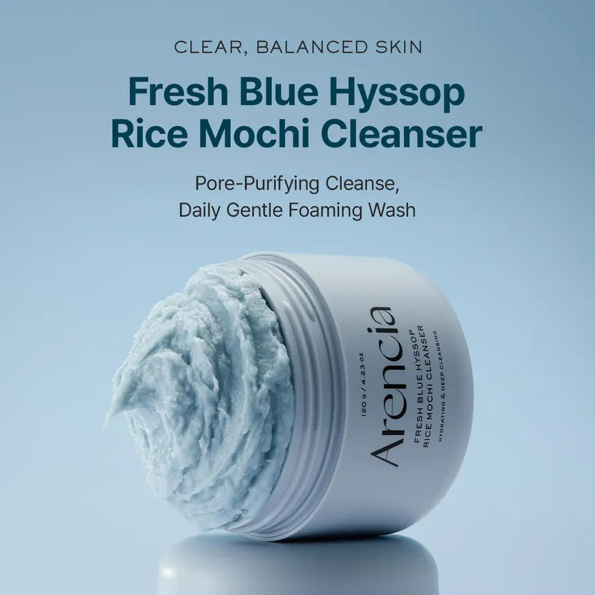 ARENCIA Blue Hyssop Rice Mochi Cleanser – Korean Rice Cleanser for Calm, Smooth Skin Arencia