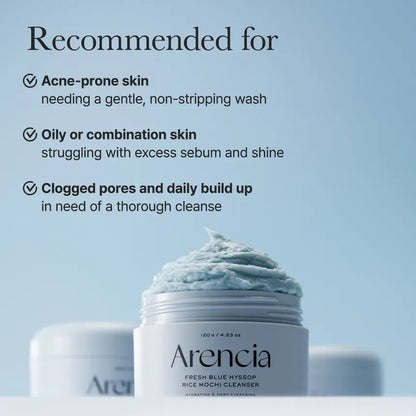 ARENCIA Blue Hyssop Rice Mochi Cleanser – Korean Rice Cleanser for Calm, Smooth Skin Arencia