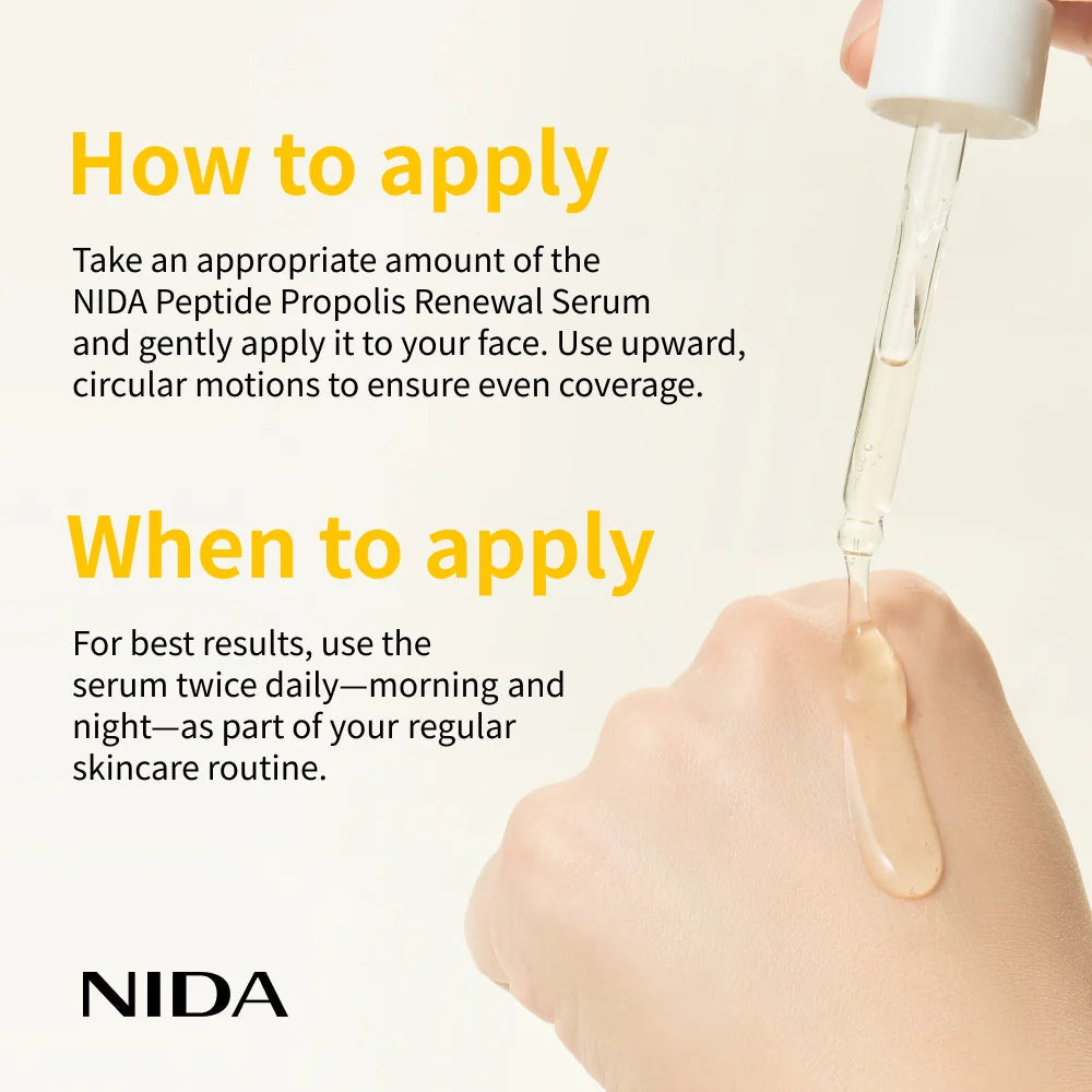 NIDA Peptide Propolis Renewal Serum – Korean Firming Serum for Glow, Hydration & Barrier Care NIDA