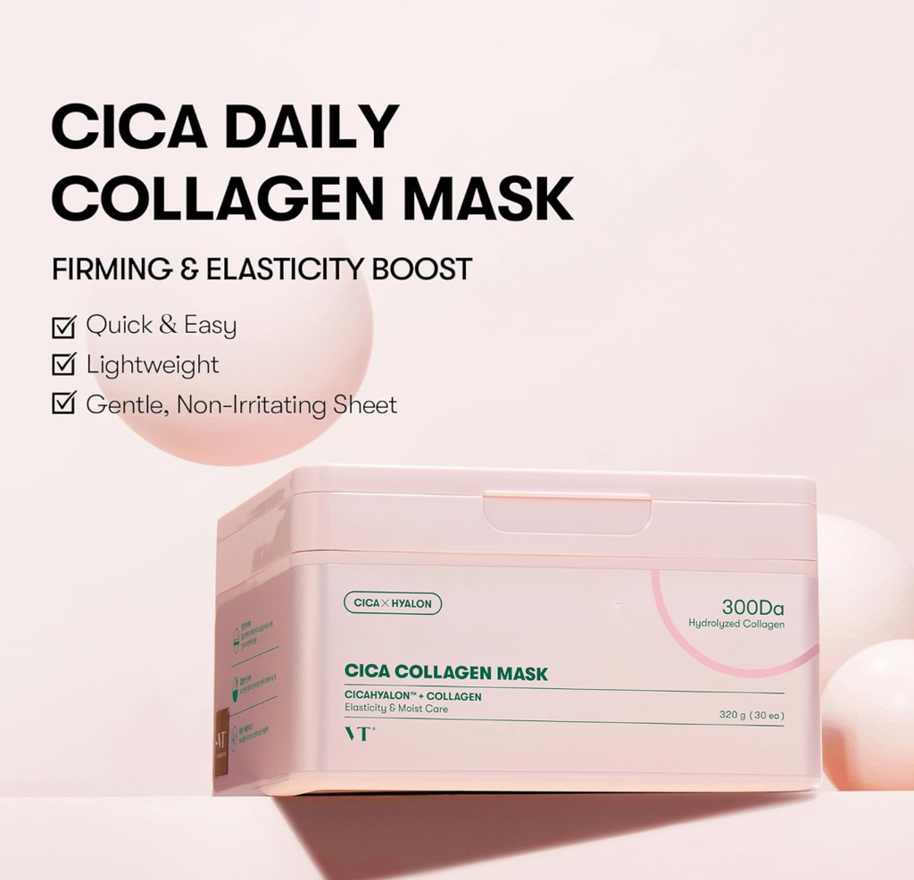 VT Cosmetics Cica Collagen Mask 30 Sheets 320g – Korean Firming & Hydrating Face Masks VT COSMETICS