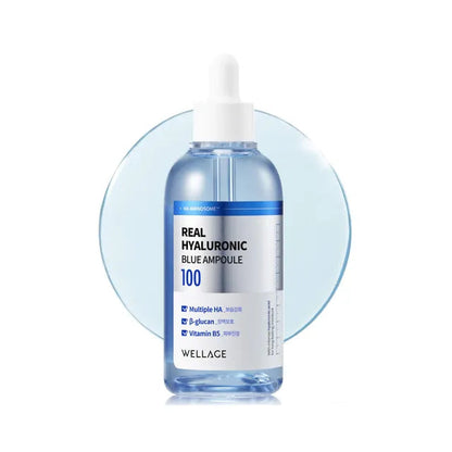 WELLAGE Real Hyaluronic Blue Ampoule 60ml – Korean Hydrating Ampoule for Plump, Dewy Skin My Seoul My Skin