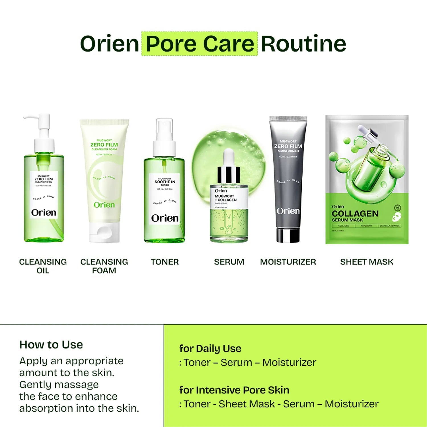 Orien Mugwort Collagen Pore Serum 30ml – Korean Pore Serum for Glass Skin & Texture ORIEN