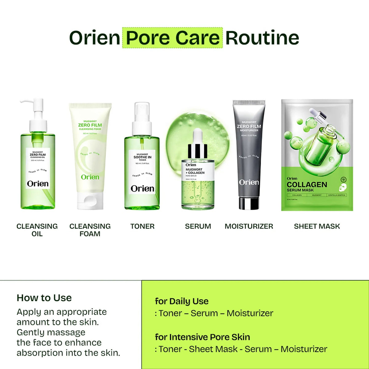 Orien Mugwort Collagen Pore Serum 30ml – Korean Pore Serum for Glass Skin & Texture ORIEN