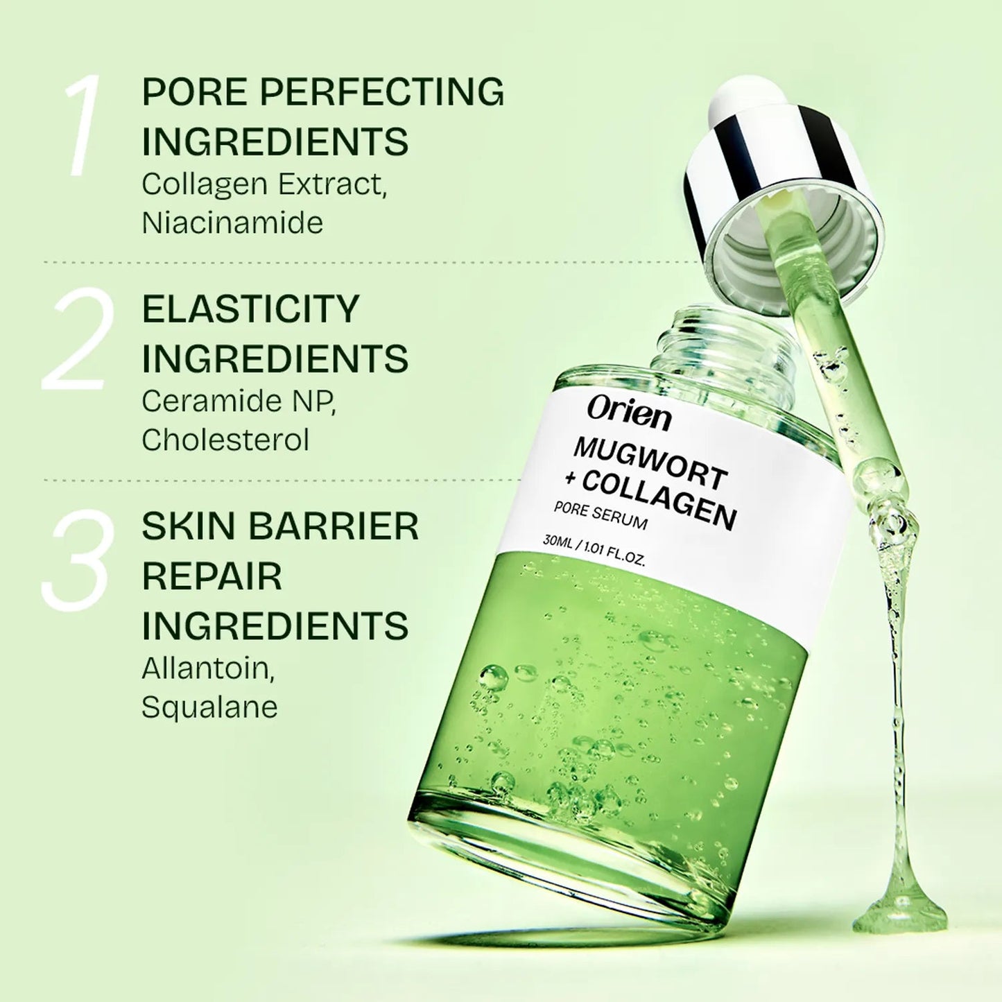 Orien Mugwort Collagen Pore Serum 30ml – Korean Pore Serum for Glass Skin & Texture ORIEN