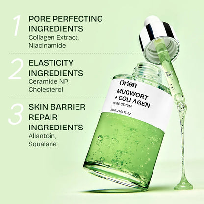 Orien Mugwort Collagen Pore Serum 30ml – Korean Pore Serum for Glass Skin & Texture ORIEN