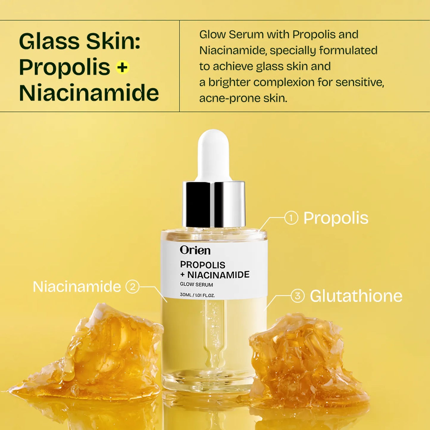 Orien Propolis Niacinamide Glow Serum – Brightening & Barrier Repair Serum 30ml