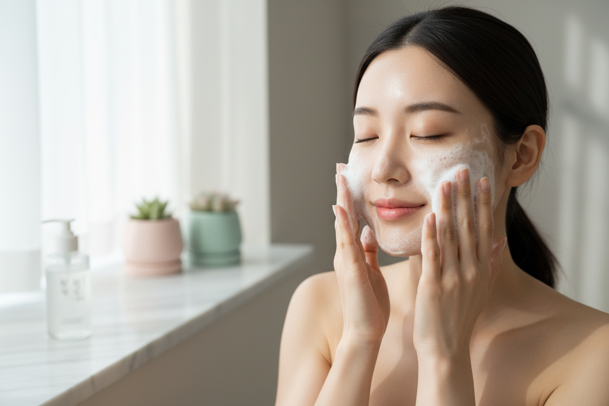 face clenser with young asian women