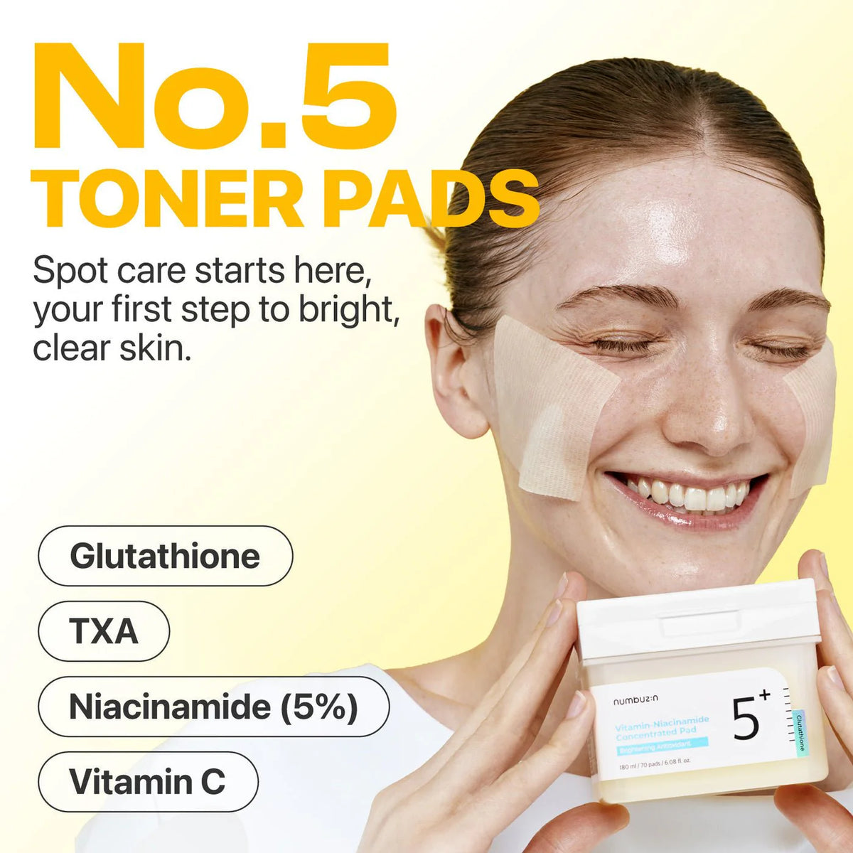 NUMBUZIN No.5+ Vitamin-Niacinamide Concentrated Pads 70 Pads – Korean Brightening Toner Pads