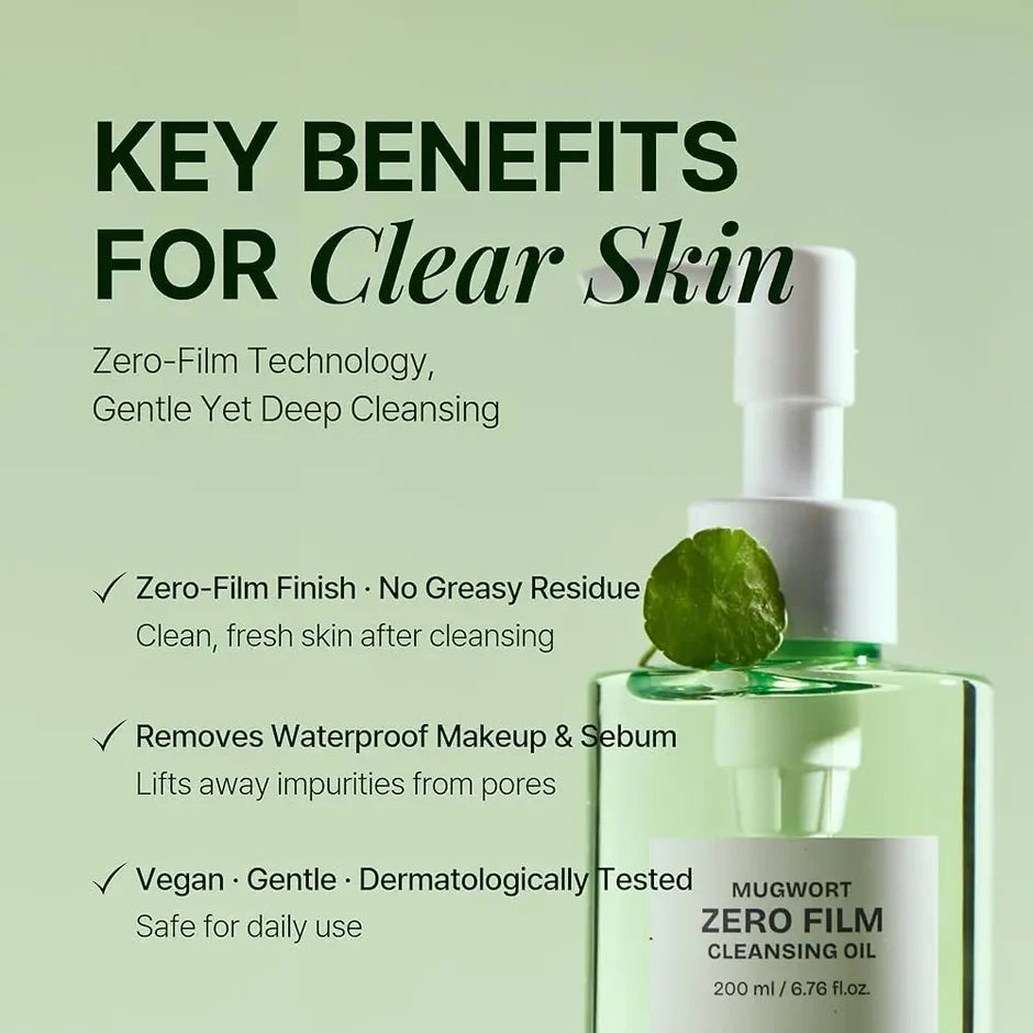Orien Mugwort Zero Film Cleansing Oil – Korean Makeup & SPF Remover for Sensitive Skin