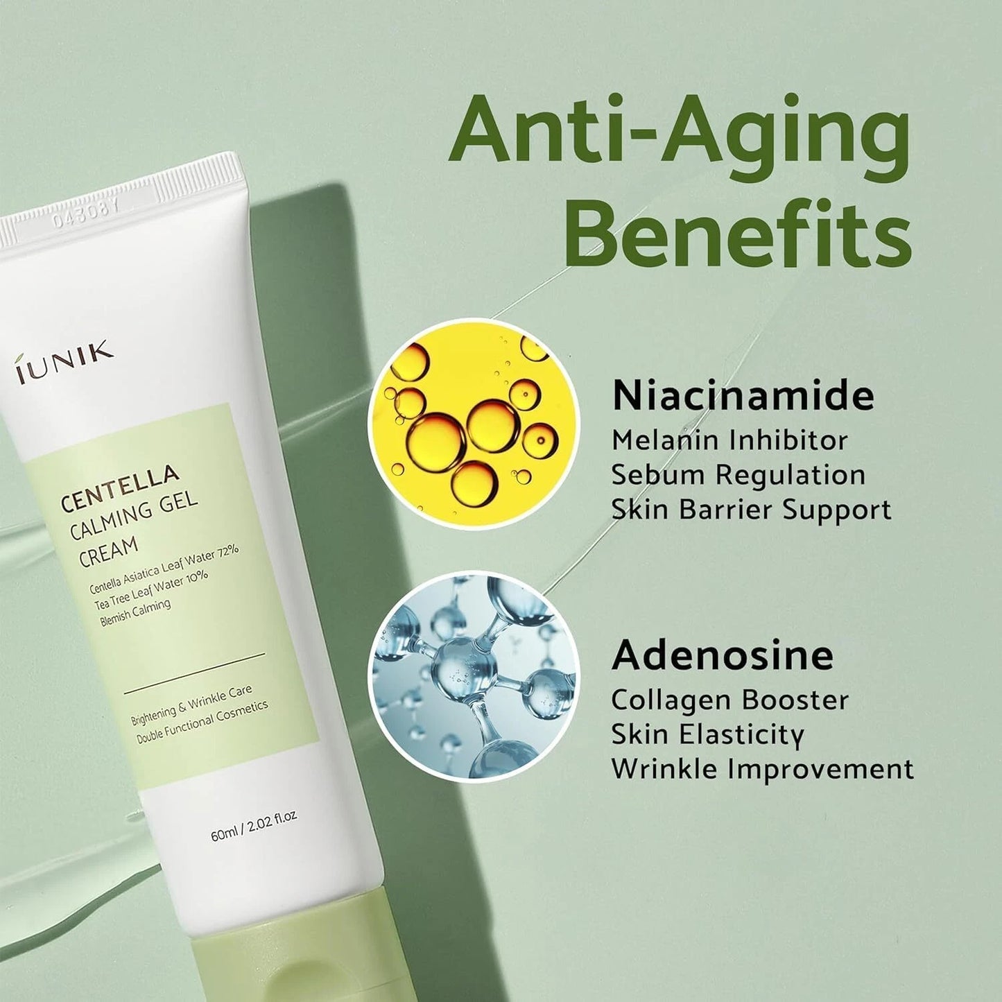 iUNIK Centella Calming Gel Cream 60ml – Korean Soothing Gel Moisturiser for Sensitive Skin