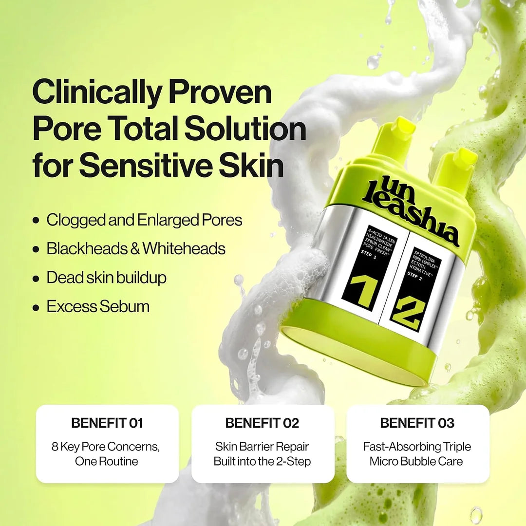 UNLEASHIA Two Step Zero Pore Overnight Bubble Mask – Korean Overnight Pore Mask for Texture & Glow UNLEASHIA