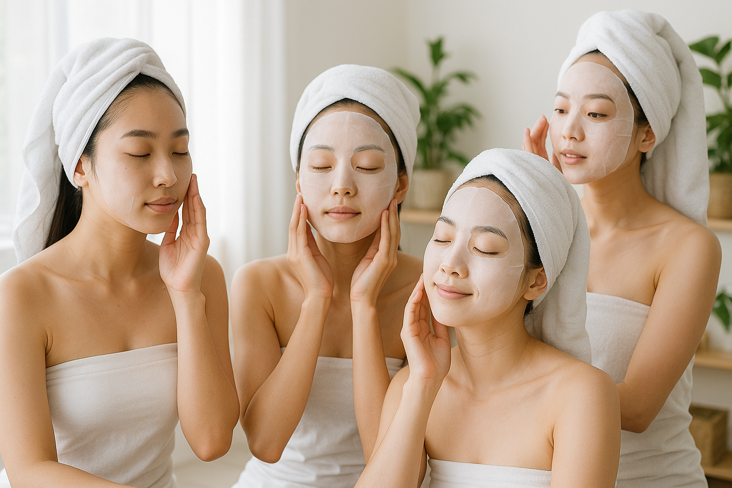 Young asian women with skincare face mask